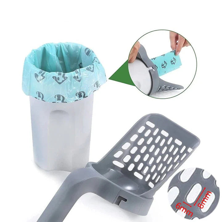 2 in 1 Cat Litter Scoop With Bag Roll, Integrated Detachable Deep Cat Shovel